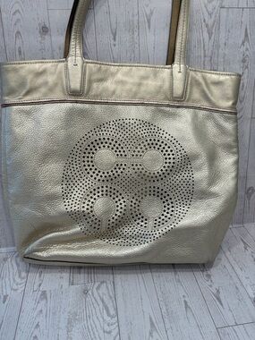 Coach Audrey Metallic Gold Perforated Logo Tote